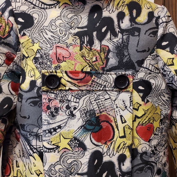 3 Sisters Vintage Multicolor Graphic Art Women's Blazer Large Buttons Sz M - Picture 10 of 13